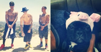 [Mlog Sao] Justin Bieber ngực trần khoe cơ bắp, Lady Gaga làm trò với chó cưng