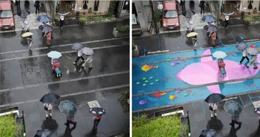 Khám phá điều kì diệu về những bức tranh hiện trên đường sau cơn mưa