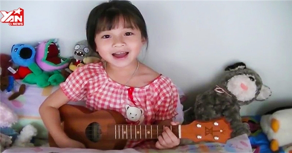 Bé gái 6 tuổi ôm đàn hát bài hit của Bruno Mars siêu đáng yêu 