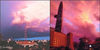Cận cảnh bầu trời Sài Gòn chuyển màu "siêu ảo diệu" trong chiều hôm nay