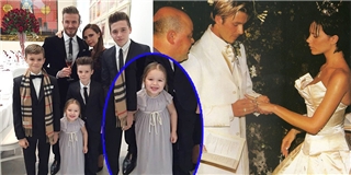 Công chúa út nhà David Beckham điệu đà mừng ngày cưới bố mẹ