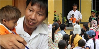 Cảm động hình ảnh cậu bé tí hon Quảng Ngãi trong ngày đầu đi học