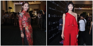 Hoa hậu Thùy Dung, Khả Ngân đọ dáng trong trang phục đỏ nổi bật