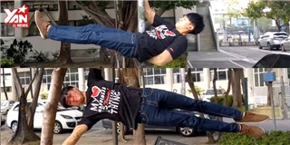 Hot boy Trung Quốc tập gym giữa đường phố khiến bao thiếu nữ điêu đứng