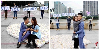 Chàng trai dùng gần 4.500 miếng tã lót cầu hôn bạn gái