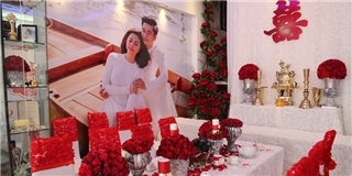 Cận cảnh không gian tiệc đính hôn tràn ngập sắc đỏ của Vân Trang