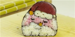 Cách cuộn sushi hình ông già Noel cho ngày giáng sinh