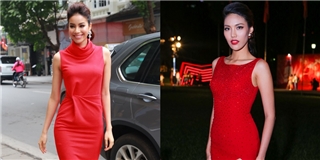 Lan Khuê, Phạm Hương đẹp mê hồn với váy đỏ rực