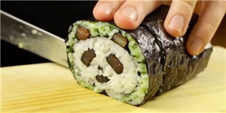 Cách làm sushi cuộn hình gấu trúc cực yêu