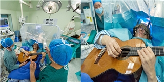 Ngỡ ngàng người đàn ông chơi đàn guitar khi đang phẫu thuật não