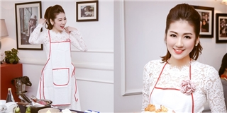 Á hậu Tú Anh “nhắng nhít” học làm bánh cùng fan