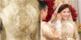 Cận cảnh áo dài cưới trị giá ngàn đô của Thúy Diễm