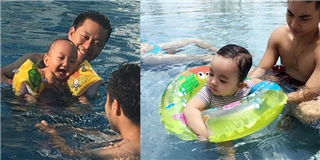 Ngắm loạt biểu cảm siêu cưng của nhóc tì sao Việt khi đi bơi