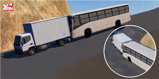 Đây là cách xe tải cứu xe khách mất thắng không đâm xuống vực
