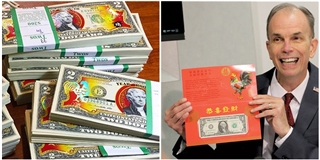 Độc đáo tờ 1 đô may mắn, 2 đô in hình gà do Bộ Tài chính Mỹ phát hành