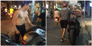 Anh chàng cởi trần khoe 6 múi, dắt xe khủng giữa đường phố Sài Gòn